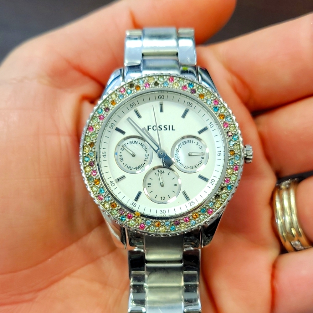 Multi colored stone watch